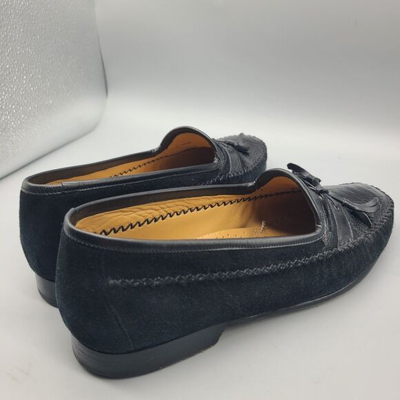 Men’s Mezlan Size 9 M Ostrich Leather/ Suede Black Tassel Loafer  Slip Ons Shoes main image 10